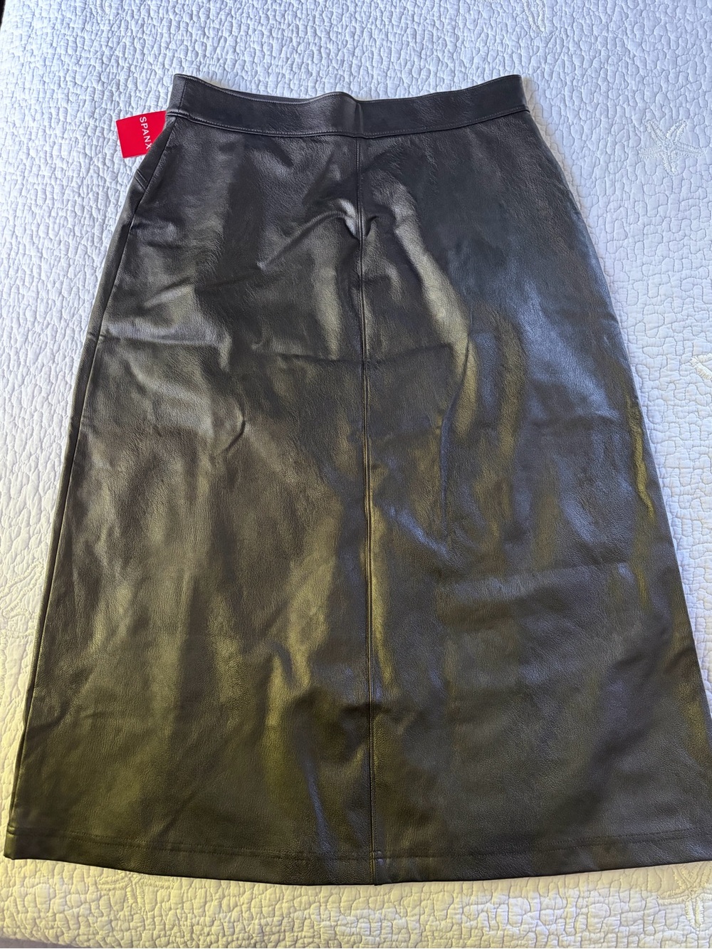 SPANX Black Leather-like Midi Skirt